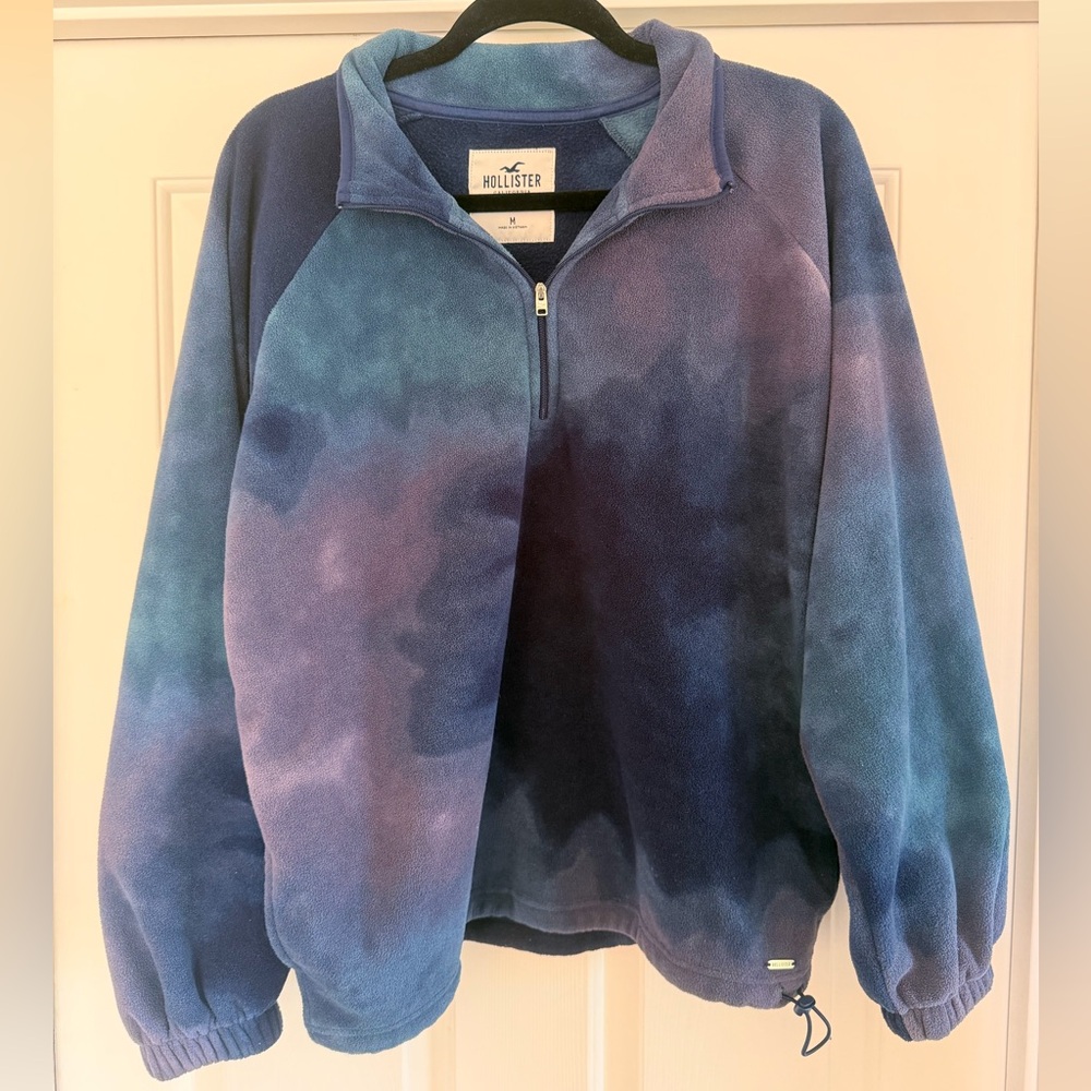 Hollister Plush Quarter-Zip Pullover in Deep Blue Sz M
